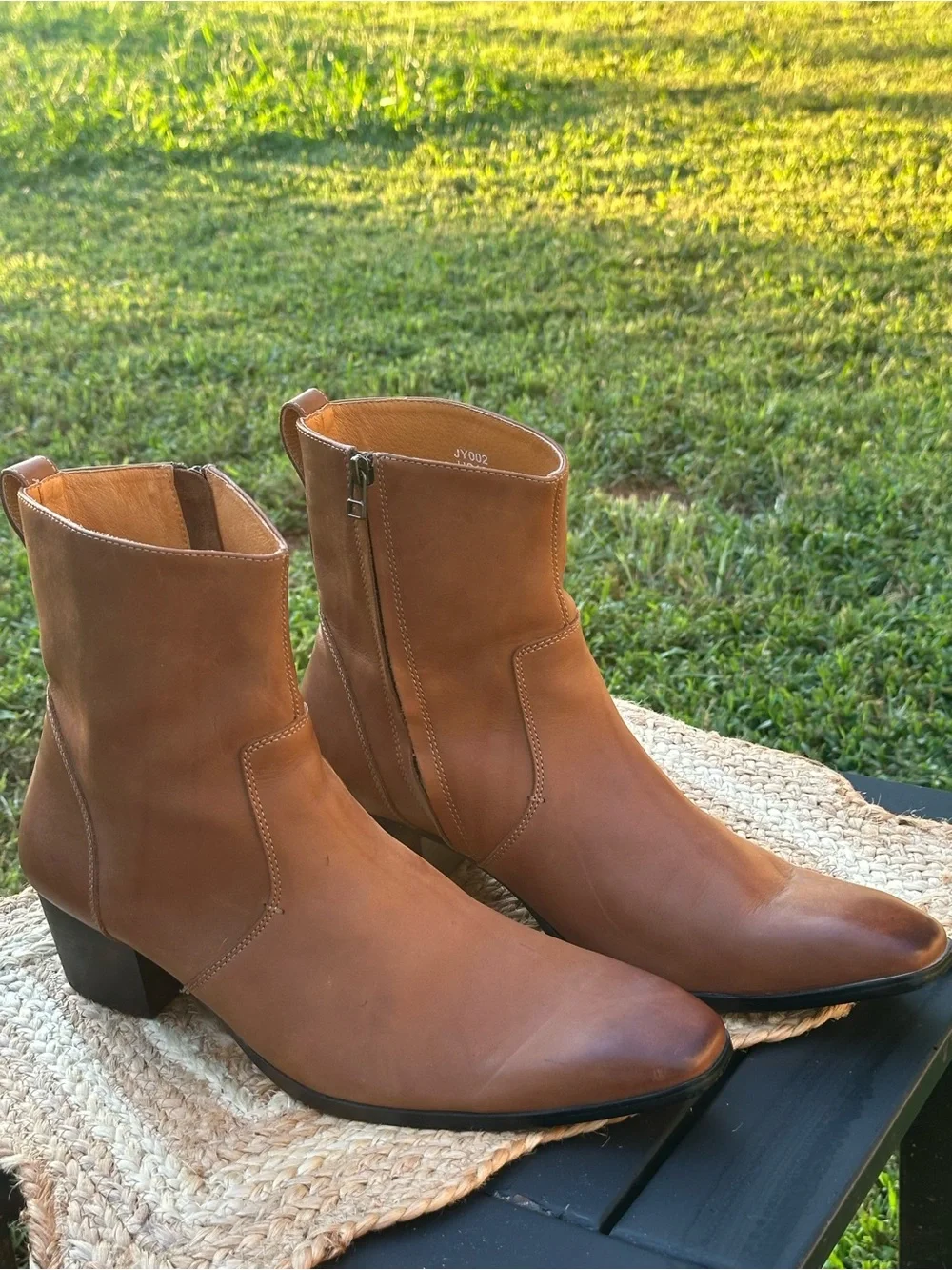 Classic Brown Leather Ankle Boots - Men's Stylish Zip Booties